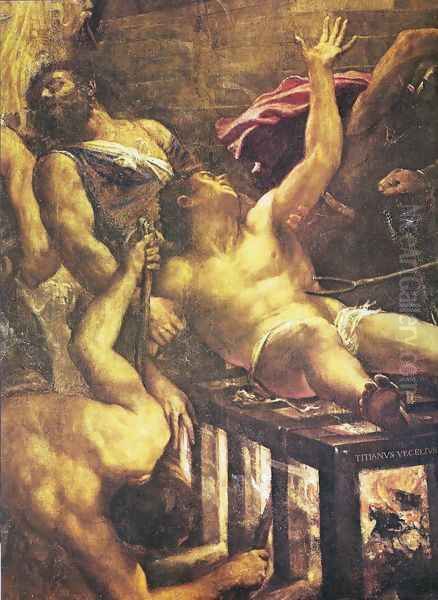 Martyrdom of St. lorenzo (detail) Oil Painting by Tiziano Vecellio (Titian)