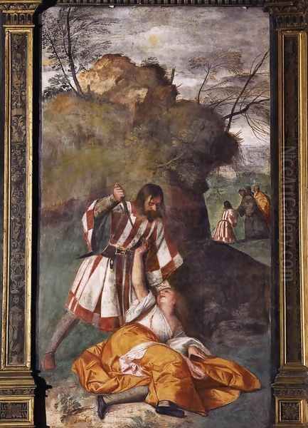 The Miracle of the Jealous Husband Oil Painting by Tiziano Vecellio (Titian)