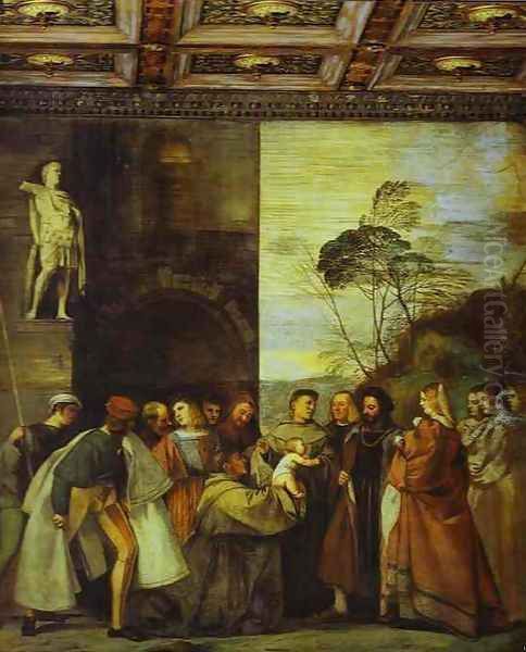 The Miracle of the Newborn Child Oil Painting by Tiziano Vecellio (Titian)