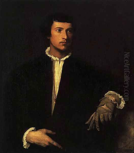 Man with a Glove Oil Painting by Tiziano Vecellio (Titian)