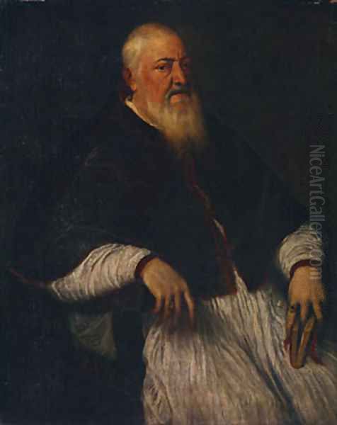 Filippo Archinto Archbishop of Milan mid 1550s Oil Painting by Tiziano Vecellio (Titian)