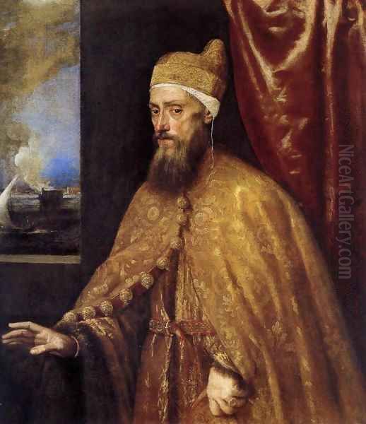 Portrait of the Doge Francesco Venier 2 Oil Painting by Tiziano Vecellio (Titian)