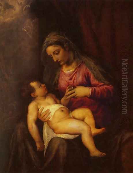 Madonna and Child 2 Oil Painting by Tiziano Vecellio (Titian)