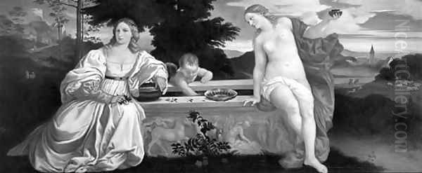 Sacred And Profane Love 2 Oil Painting by Tiziano Vecellio (Titian)