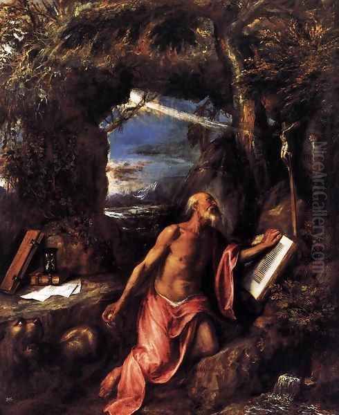 St Jerome 6 Oil Painting by Tiziano Vecellio (Titian)