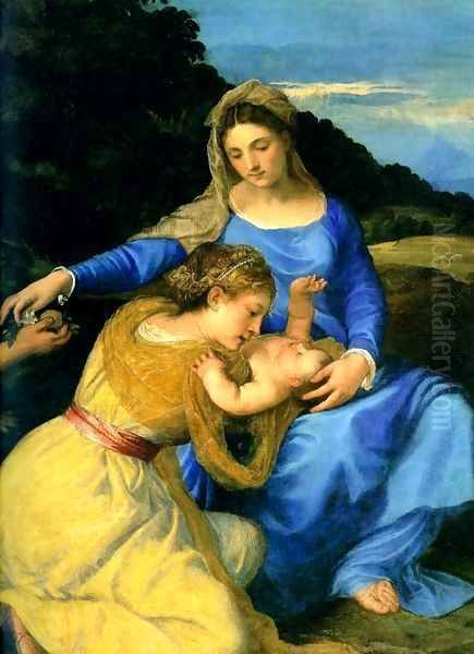 Madonna Detail Oil Painting by Tiziano Vecellio (Titian)