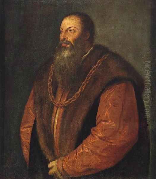 Pietro Aretino 1548 Oil Painting by Tiziano Vecellio (Titian)