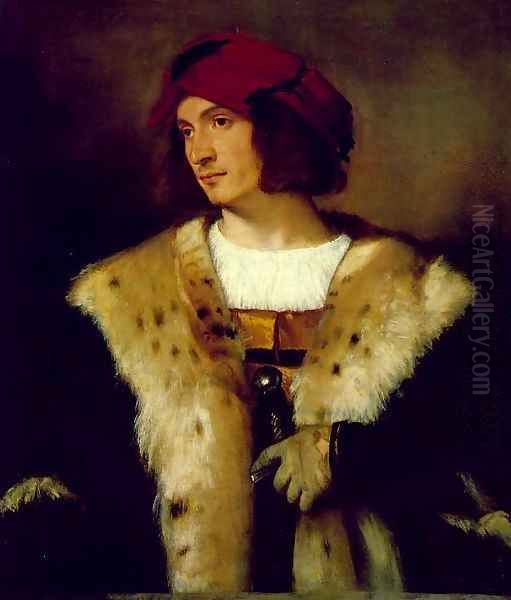 Portrait of a Man in a Red Cap Oil Painting by Tiziano Vecellio (Titian)