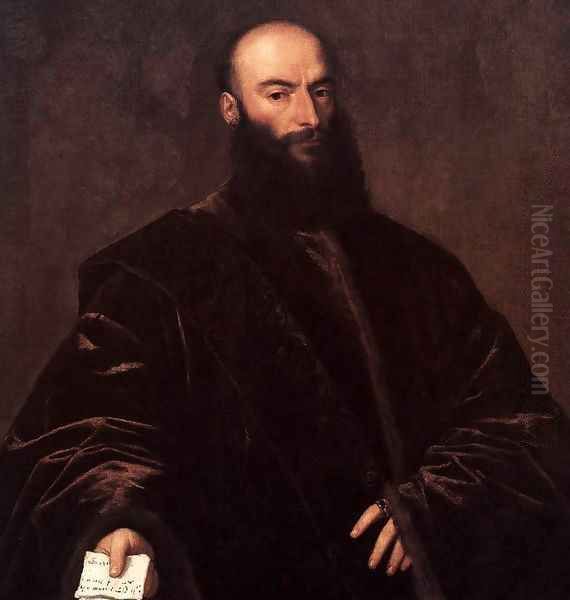 Portrait of Jacopo (Giacomo) Dolfin (detail) Oil Painting by Tiziano Vecellio (Titian)