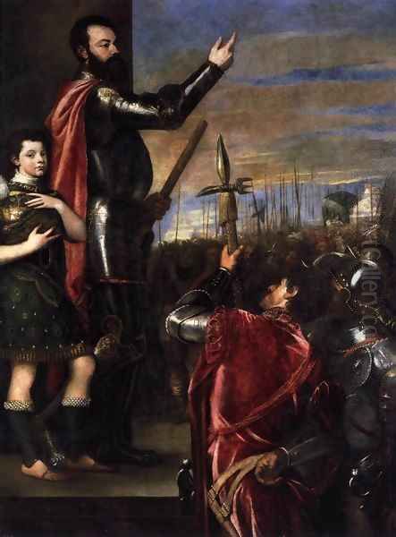 The Marchese del Vasto Addressing his Troops 2 Oil Painting by Tiziano Vecellio (Titian)