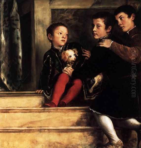 The Vendramin Family Venerating a Relic of the True Cross (detail) Oil Painting by Tiziano Vecellio (Titian)