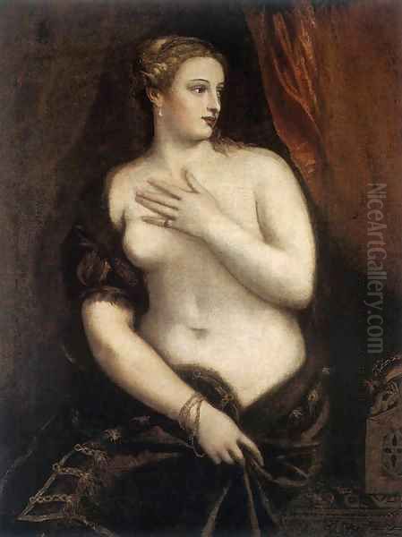 Venus with a Mirror 2 Oil Painting by Tiziano Vecellio (Titian)