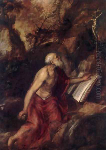 St Jerome 5 Oil Painting by Tiziano Vecellio (Titian)