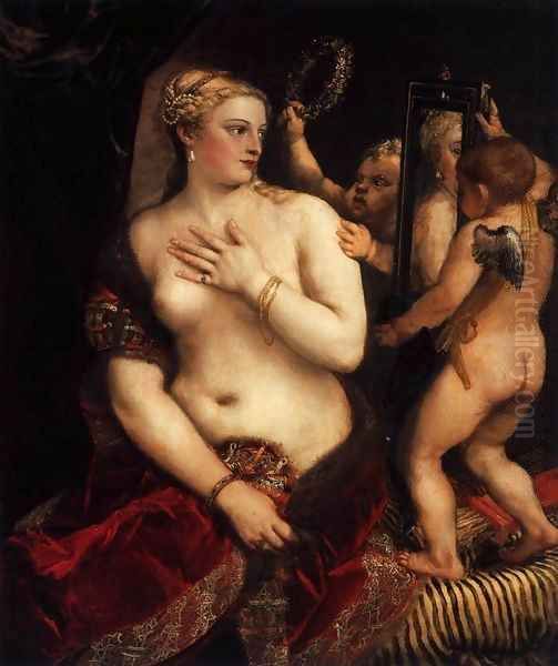 Venus with a Mirror Oil Painting by Tiziano Vecellio (Titian)