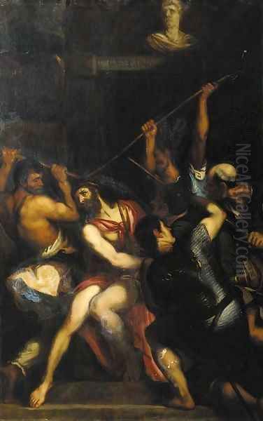 The mocking of Christ Oil Painting by Tiziano Vecellio (Titian)