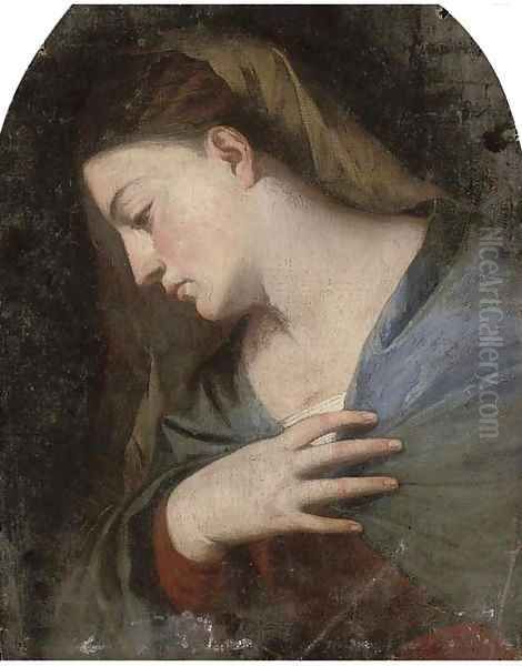 The Virgin Annunciate, a fragment Oil Painting by Tiziano Vecellio (Titian)