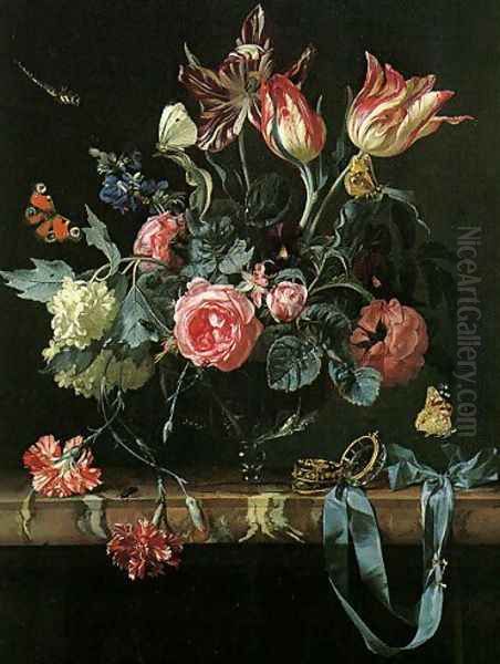 Vase Of Flowers Oil Painting by Willem Van Aelst