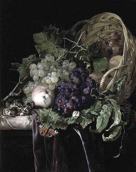 Fruit Still-Life 1677 Oil Painting by Willem Van Aelst