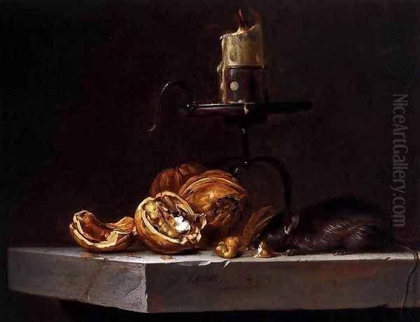 Still-Life with Mouse and Candle Oil Painting by Willem Van Aelst