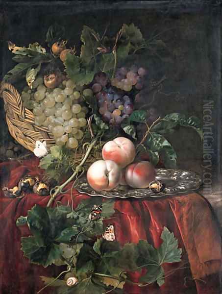 Grapes in a basket Oil Painting by Willem Van Aelst