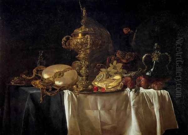 Still-Life with Fruit, Parrot, and Nautilus Pitcher by Willem Van Aelst