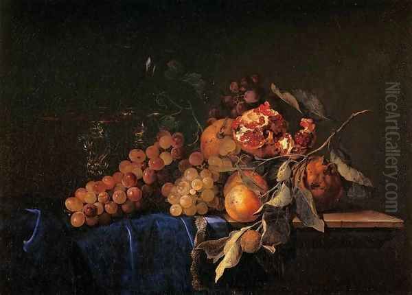 Still-Life with Fruit and a Crystal Vase Oil Painting by Willem Van Aelst