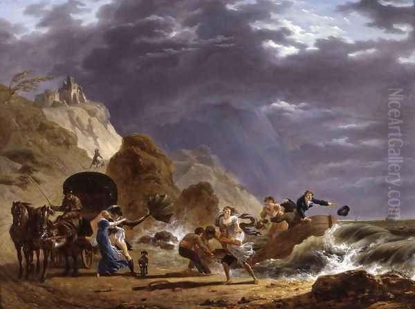 Arrival of Emigres with the Duchess of Berry on the French Coast Oil Painting by Carle Vernet