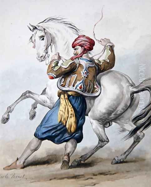 A Persian tries to overcome a French Horse Oil Painting by Carle Vernet