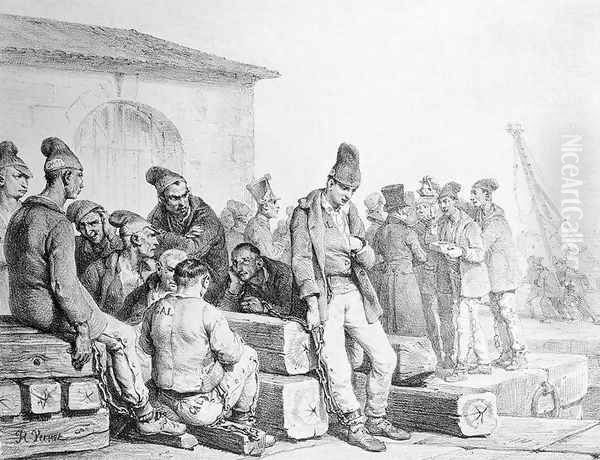 The Convicts, engraved by Francois Seraphin Delpech 1778-1825, first half 19th century Oil Painting by Carle Vernet