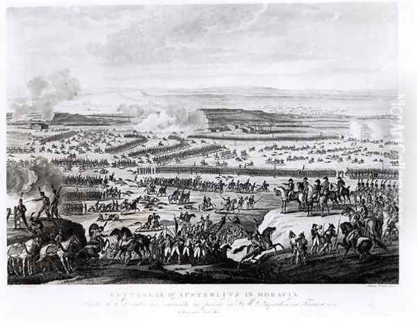 The Battle of Austerlitz in Moravia, 2 December 1805, engraved by Antonio Verico b. c.1775 Oil Painting by Carle Vernet