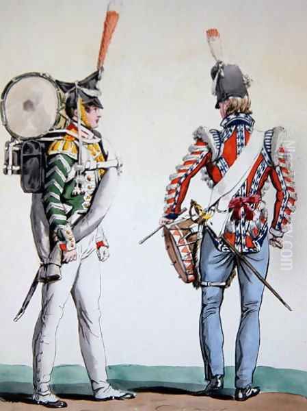 English and Russian drummers Oil Painting by Carle Vernet