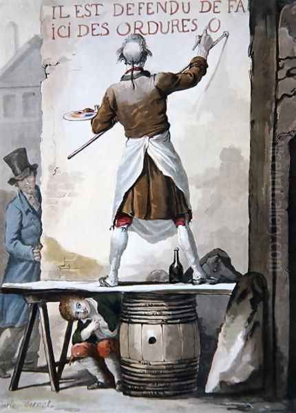 A signwriter and his assistant Oil Painting by Carle Vernet