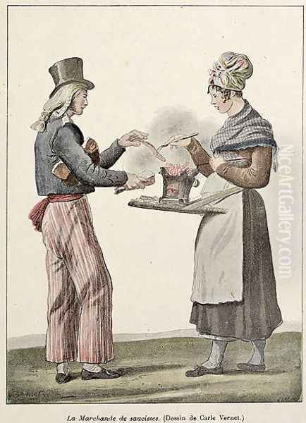 The Sausage Seller Oil Painting by Carle Vernet