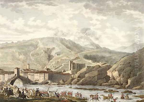 The Battle of Millesimo, 25 Germinal, Year 4 April 1796 engraved by Jean Duplessi-Bertaux 1747-1819 Oil Painting by Carle Vernet