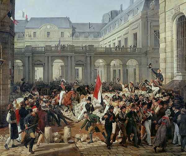 The Duke of Orleans Leaves the Palais-Royal and Goes to the Hotel de Ville on 31st July 1830, 1832 Oil Painting by Carle Vernet