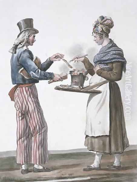 The sausage vendor Oil Painting by Carle Vernet