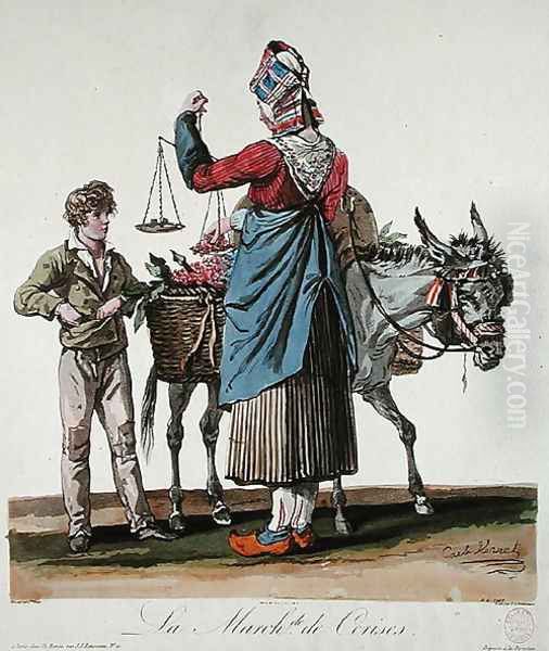 The Cherry Seller, engraved by Philibert Louis Debucourt 1755-1832 Oil Painting by Carle Vernet