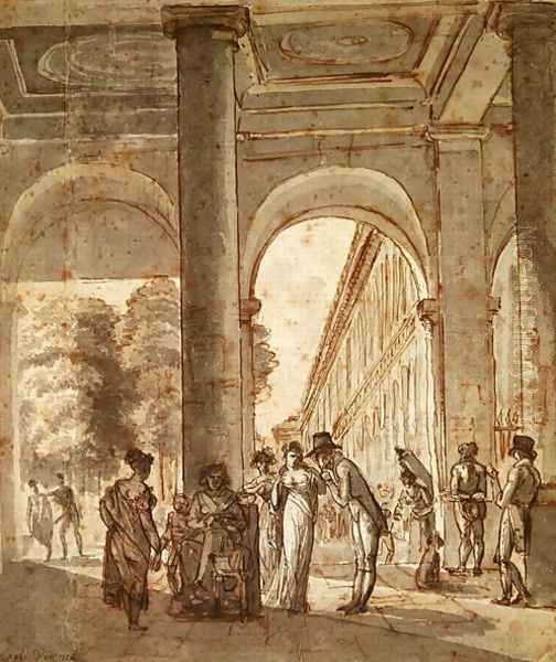 The Palais Royal in 1810 Oil Painting by Carle Vernet