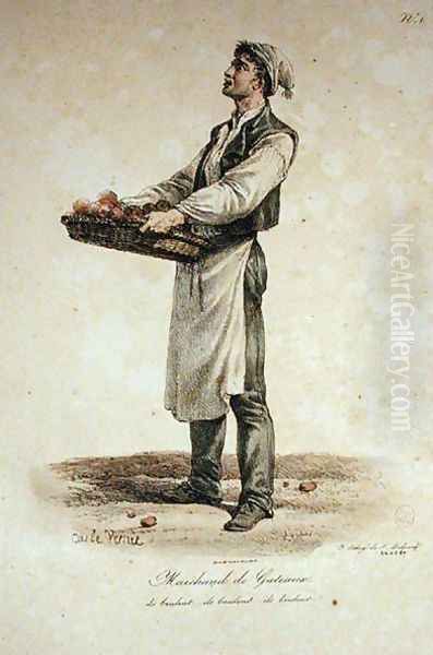 The Cake Seller, number 1 from The Cries of Paris series, engraved by Francois Seraphin Delpech 1778-1825 Oil Painting by Carle Vernet