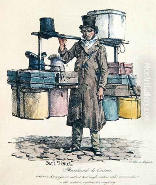 Hatbox seller, engraved by Francois Seraphin Delpech 1778-1825, c.1820 by Carle Vernet