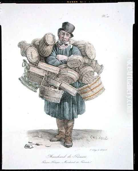 The Basket Seller, number 21 from The Cries of Paris series, published c.1820 Oil Painting by Carle Vernet