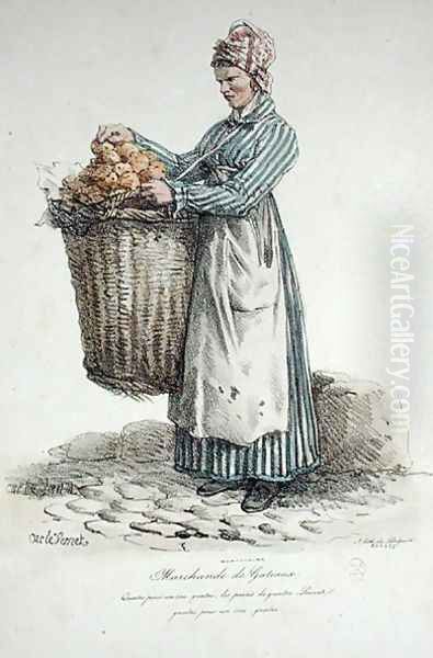 The Cake Seller, number 34 from The Cries of Paris series, engraved by Francois Seraphin Delpech 1778-1825 Oil Painting by Carle Vernet