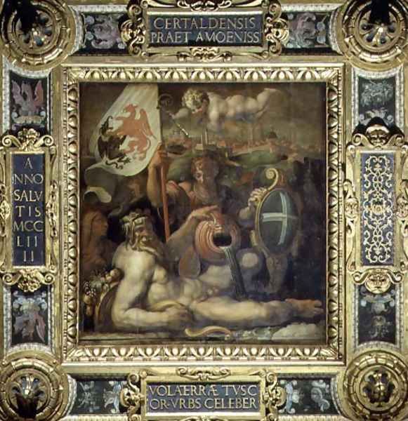 Allegory of the town of Volterra from the ceiling of the Salone dei Cinquecento, 1565 Oil Painting by Giorgio Vasari