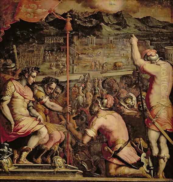 The Founding of Florence from the ceiling of the Salone dei Cinquecento, 1565 Oil Painting by Giorgio Vasari