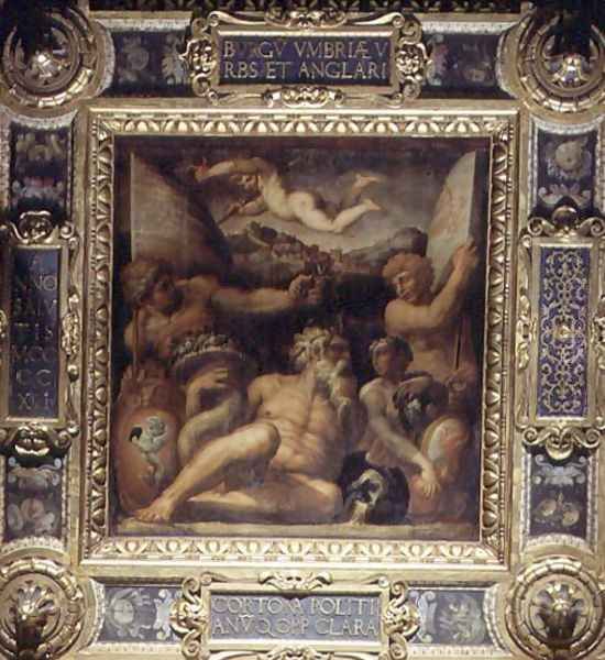 Allegory of the Cortona and Montepulciano regions from the ceiling of the Salone dei Cinquecento, 1565 Oil Painting by Giorgio Vasari