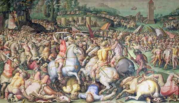 The Defeat of the Pisans at the tower of San Vincenzo, from the Salone dei Cinquecento, 1569 Oil Painting by Giorgio Vasari