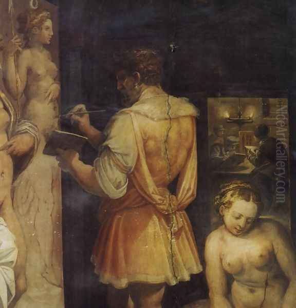 The Studio of the Painter (detail) Oil Painting by Giorgio Vasari