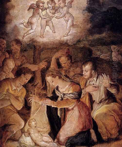 The Nativity With The Adoration Of The Shepherds Oil Painting by Giorgio Vasari