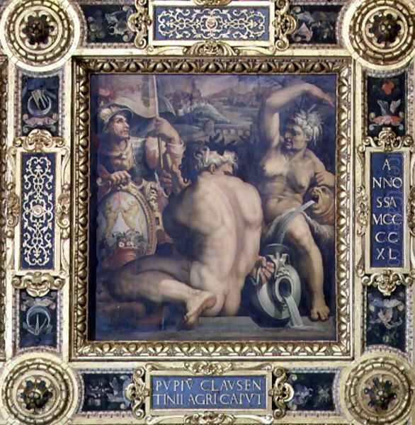 Allegory of the Casentino region from the ceiling of the Salone dei Cinquecento, 1565 Oil Painting by Giorgio Vasari