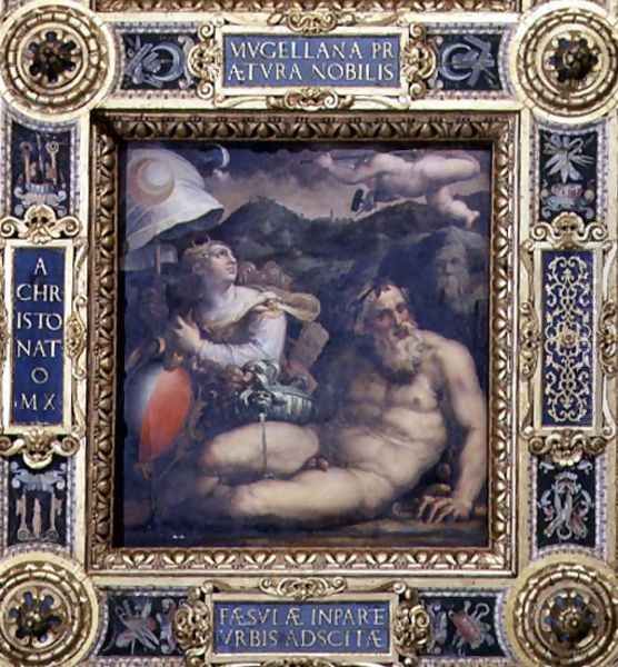 Allegory of the town of Fiesole from the ceiling of the Salone dei Cinquecento, 1565 Oil Painting by Giorgio Vasari